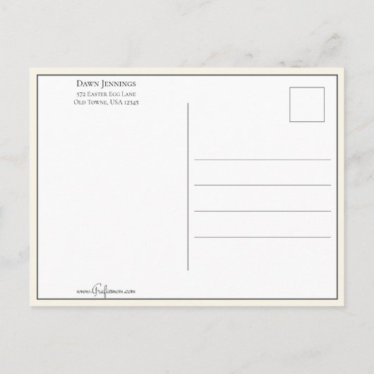 Elegante Vintage Stiefmütterchen mit Ostergruß Postkarte (Rückseite)