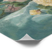 Elegante Vintage Stillleben Rose Blumenbemalung Poster (Ecke)