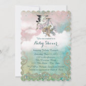 Elegante Vintage Stork Baby-Dusche Einladung (Rückseite)