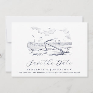 Elegante Vintage-Strand-Anker-Hochzeit am Traumzie Save The Date