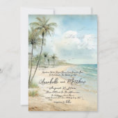 Elegante Vintage Strandhochzeit Einladung (Vorderseite)