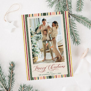 Elegante Vintage Streifen Frohe Weihnachten Foto