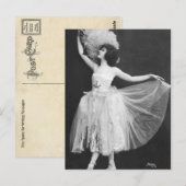 Elegante Vintage Tänzerfotografie Feather Fan Postkarte (Vorne/Hinten)