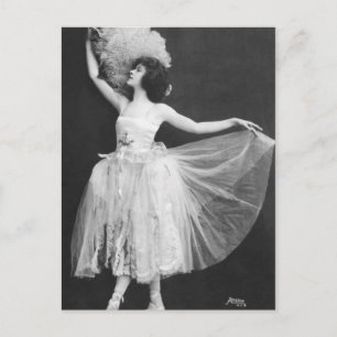 Elegante Vintage-Tänzerin-Fotografie Federfächer Postkarte
