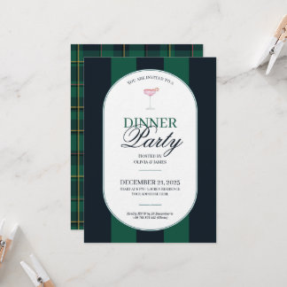 Elegante vintage Tartan Karo Weihnachtseinladung Einladung