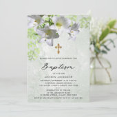 Elegante Vintage Taufe Einladung (Stehend Vorderseite)