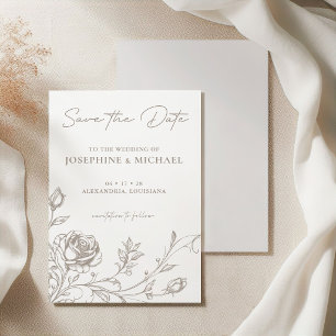 Elegante Vintage-Taupe-Sepia-Rose-Save-the-Date-Ka Save The Date