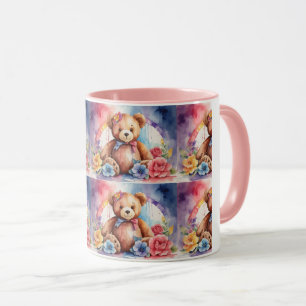 Elegante Vintage Teddybären auf der Keramik Tasse