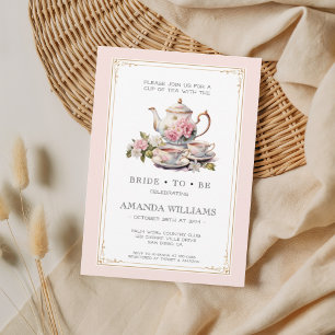Elegante Vintage-Teeparty-Brautabschiedseinladung Einladung