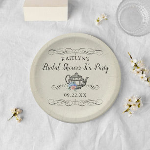 Elegante Vintage-Teeparty   Brautdusche Pappteller