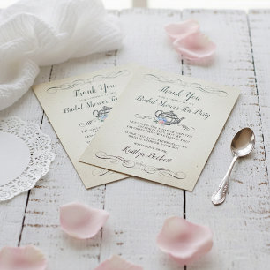 Elegante Vintage-Teeparty   Brautparty Dankeskarte