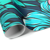 Elegante Vintage tropische Blume und Blätter Kunst Geschenkpapier (Rolleneckpunkt)