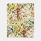 Elegante Vintage tropische Vogelwelten Fleecedecke (Vorderseite)