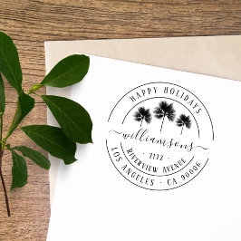 Elegante Vintage Tropische Weihnachtsfeier Rücksen Permastempel