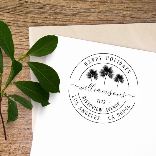 Elegante Vintage Tropische Weihnachtsfeier Rücksen Permastempel