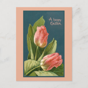 Elegante Vintage Tulips und Ostern Gruß Postkarte