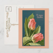 Elegante Vintage Tulips und Ostern Gruß Postkarte (Vorne/Hinten)
