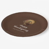 Elegante Vintage Türkei glücklich Thanksgiving Pappteller (Schrägansicht)