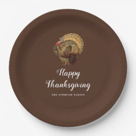 Elegante Vintage Türkei glücklich Thanksgiving Pappteller