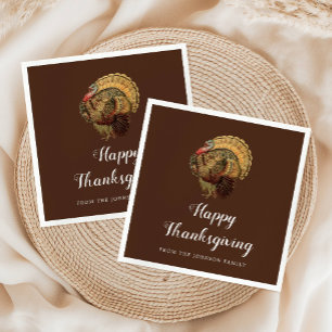 Elegante Vintage Türkei glücklich Thanksgiving Serviette