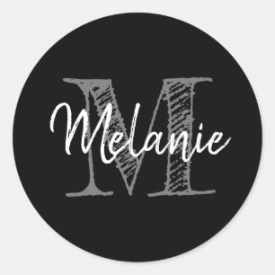 Elegante Vintage Typografie, maßgeschneiderte Mono Runder Aufkleber