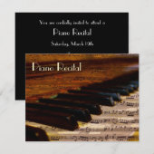 Elegante Vintage Unisex Piano Einladung (Vorne/Hinten)