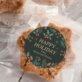 Elegante Vintage Vegetation Happy Holiday Christma Runder Aufkleber