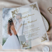 Elegante, Vintage Verzierte Goldskripte-Ecken Pergament Einladungen