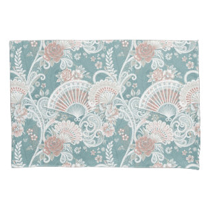Elegante Vintage-Victorian-Fächer Blumenranken-Spi Kissenbezug