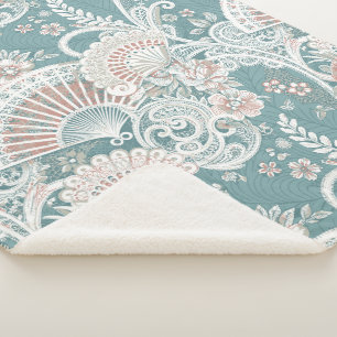 Elegante Vintage-Victorian-Fächer Blumenranken-Spi Sherpadecke