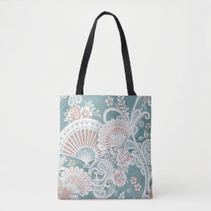 Elegante Vintage-Victorian-Fächer Blumenranken-Spi Tasche