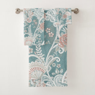Elegante Vintage-Victorian-Fächer mit floraler Spi Badhandtuch Set
