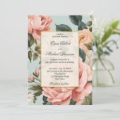 Elegante Vintage Viktorianische Blütenpfirsich Einladung (Stehend Vorderseite)