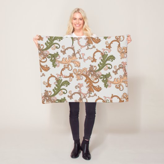 Elegante Vintage Viktorianische Boho Blätter Hinte Fleecedecke (Beispiel)