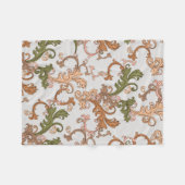 Elegante Vintage Viktorianische Boho Blätter Hinte Fleecedecke (Vorderseite (Horizontal))