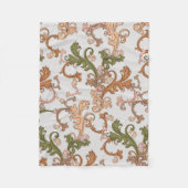 Elegante Vintage Viktorianische Boho Blätter Hinte Fleecedecke (Vorderseite)