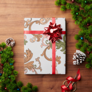 Elegante Vintage Viktorianische Boho Blätter Hinte Geschenkpapier