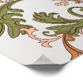Elegante Vintage Viktorianische Boho Blätter Hinte Poster (Ecke)