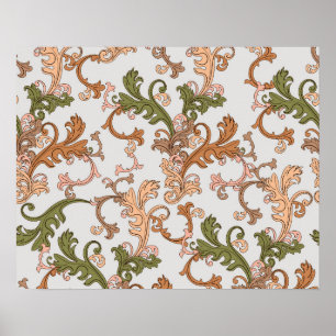 Elegante Vintage Viktorianische Boho Blätter Hinte Poster