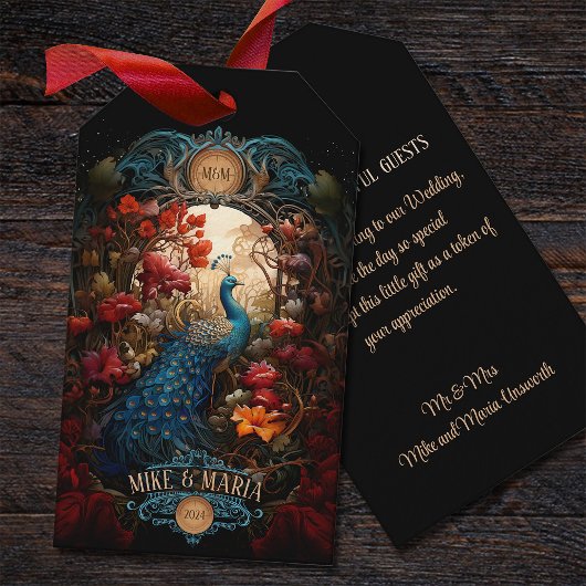 Elegante Vintage Viktorianische Pfauenromantik Geschenkanhänger