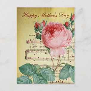 Elegante Vintage viktorianische Rose Antique Noten Postkarte