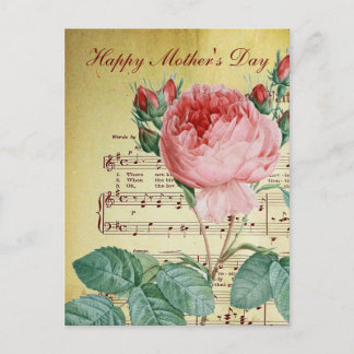 Elegante Vintage viktorianische Rose Antique Noten Postkarte