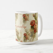 Elegante Vintage Viktorianische Rose Personalisier Kaffeetasse (VorderseiteRechts)