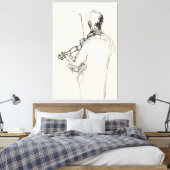 Elegante Vintage Violin Player Sketch - Premium Leinwanddruck (Insitu (Schlafzimmer))