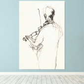 Elegante Vintage Violin Player Sketch - Premium Leinwanddruck (Insitu (Holzboden))