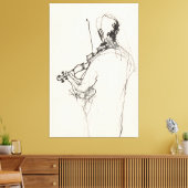 Elegante Vintage Violin Player Sketch - Premium Leinwanddruck (Insitu (Wohnzimmer))