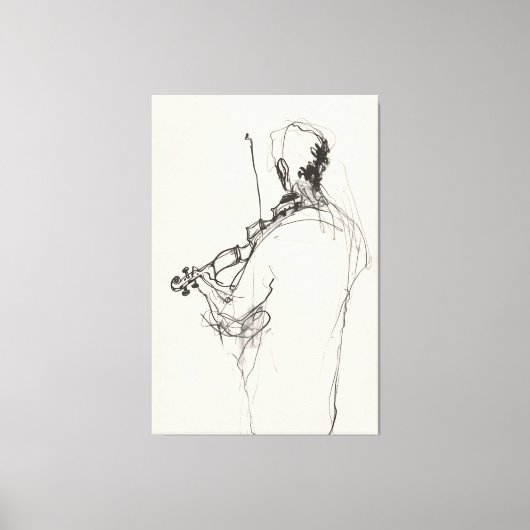 Elegante Vintage Violin Player Sketch - Premium Leinwanddruck (Vorderseite)