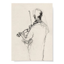 Elegante Vintage Violin Player Sketch - Premium