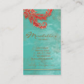 Elegante Vintage Visitenkarte Verdigris Wirbel Red (Rückseite)