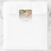 Elegante Vintage Vögel, rosa Rosen Quadratischer Aufkleber (Tasche)